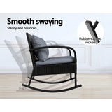 Gardeon 3PC Rocking Chair Table Wicker Outdoor Furniture Patio Bistro Set Black - Top-Down View