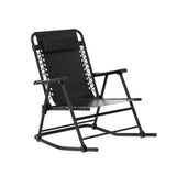 Gardeon Outdoor Rocking Chair Folding Reclining Recliner Patio Furniture Garden - Close-Up Angle