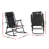 Gardeon Outdoor Rocking Chair Folding Reclining Recliner Patio Furniture Garden - Front View