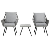 Gardeon 3PC Outdoor Furniture Bistro Set Lounge Setting Chairs Table Patio Grey - Side View