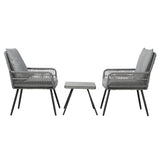 Gardeon 3PC Outdoor Furniture Bistro Set Lounge Setting Chairs Table Patio Grey - Top-Down View