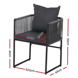 Gardeon 2PC Outdoor Dining Chairs Woven Rope Chair Patio Furniture Garden Steel - Front View