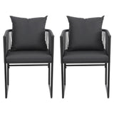 Gardeon 2PC Outdoor Dining Chairs Woven Rope Chair Patio Furniture Garden Steel - Side View