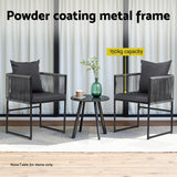 Gardeon 2PC Outdoor Dining Chairs Woven Rope Chair Patio Furniture Garden Steel - Top-Down View