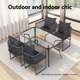 Gardeon 2PC Outdoor Dining Chairs Woven Rope Chair Patio Furniture Garden Steel - Rear View