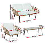 Gardeon 4-Piece Outdoor Sofa Set Rattan Lounge Setting Table Chairs - Front View