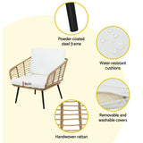 Gardeon 4-Piece Outdoor Sofa Set Rattan Lounge Setting Table Chairs - 45-Degree Angle