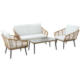 Gardeon 4-Piece Outdoor Sofa Set Rattan Lounge Setting Table Chairs - Close-Up Angle