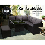 Gardeon Outdoor Furniture Dining Setting Sofa Set Lounge Wicker 8 Seater Black - Side View