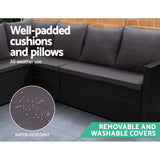 Gardeon Outdoor Furniture Dining Setting Sofa Set Lounge Wicker 8 Seater Black - 45-Degree Angle