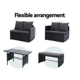 Gardeon Outdoor Furniture Dining Setting Sofa Set Lounge Wicker 8 Seater Black - Rear View