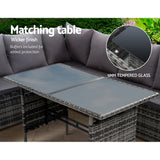 Gardeon Outdoor Dining Set Sofa Lounge Setting Chairs Table Ottoman Grey Cover - 45-Degree Angle