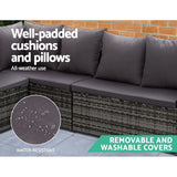 Gardeon Outdoor Dining Set Sofa Lounge Setting Chairs Table Ottoman Grey Cover