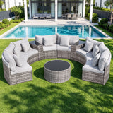 Gardeon 8 Seater Outdoor Sofa Set 11PCS Table Chair Set Garden Rattan Furniture