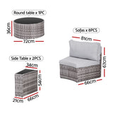 Gardeon 8 Seater Outdoor Sofa Set 11PCS Table Chair Set Garden Rattan Furniture