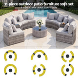Gardeon 8 Seater Outdoor Sofa Set 11PCS Table Chair Set Garden Rattan Furniture - Top-Down View