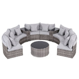 Gardeon 8 Seater Outdoor Sofa Set 11PCS Table Chair Set Garden Rattan Furniture - Low Angle