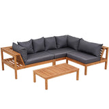 Gardeon 4 Pieces Outdoor Sofa Set 5-Seater Wooden Bench with Built-in Side Table - Front View