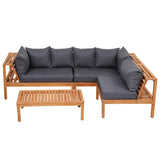 Gardeon 4 Pieces Outdoor Sofa Set 5-Seater Wooden Bench with Built-in Side Table - Top-Down View