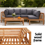 Gardeon 4 Pieces Outdoor Sofa Set 5-Seater Wooden Bench with Built-in Side Table - 45-Degree Angle
