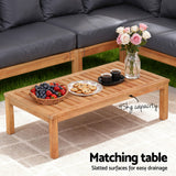 Gardeon 4 Pieces Outdoor Sofa Set 5-Seater Wooden Bench with Built-in Side Table - Low Angle