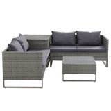 Gardeon 4-Seater Outdoor Sofa Furniture Lounge Set Wicker Setting Grey - Side View