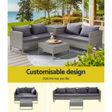 Gardeon 4-Seater Outdoor Sofa Furniture Lounge Set Wicker Setting Grey - 45-Degree Angle