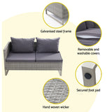 Gardeon 4-Seater Outdoor Sofa Furniture Lounge Set Wicker Setting Grey - Rear View