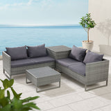 Gardeon 4-Seater Outdoor Sofa Furniture Lounge Set Wicker Setting Grey - Low Angle
