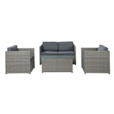 Gardeon 4-Piece Outdoor Sofa Set Wicker Couch Lounge Setting Grey - Side View