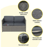 Gardeon 4-Piece Outdoor Sofa Set Wicker Couch Lounge Setting Grey - 45-Degree Angle