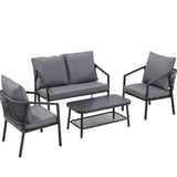 Gardeon 4 Seater Outdoor Sofa Set 4PCS Table Chair Setting Patio Furniture - Close-Up Angle