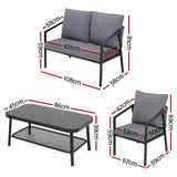 Gardeon 4 Seater Outdoor Sofa Set 4PCS Table Chair Setting Patio Furniture - Front View