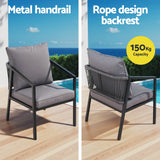 Gardeon 4 Seater Outdoor Sofa Set 4PCS Table Chair Setting Patio Furniture - 45-Degree Angle