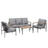 Gardeon 5 Seater Outdoor Sofa Set 4PCS Table Chair Garden Bench Patio Furniture - Close-Up Angle