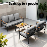Gardeon 5 Seater Outdoor Sofa Set 4PCS Table Chair Garden Bench Patio Furniture - Top-Down View