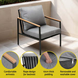 Gardeon 5 Seater Outdoor Sofa Set 4PCS Table Chair Garden Bench Patio Furniture - 45-Degree Angle