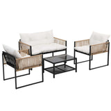 Gardeon 4 Seater Outdoor Sofa Set 4PCS Table Chair Set Garden Patio Furniture - Close-Up Angle