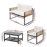 Gardeon 4 Seater Outdoor Sofa Set 4PCS Table Chair Set Garden Patio Furniture - Front View