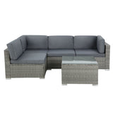 Gardeon 5-Piece Outdoor Sofa Set Wicker Couch Lounge Setting 4 Seater Grey - Side View