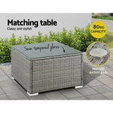 Gardeon 5-Piece Outdoor Sofa Set Wicker Couch Lounge Setting 4 Seater Grey - Rear View