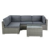 Gardeon 5-Piece Outdoor Sofa Set Wicker Couch Lounge Setting 4 Seater Grey - Side View