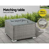 Gardeon 5-Piece Outdoor Sofa Set Wicker Couch Lounge Setting 4 Seater Grey - Close-Up Angle