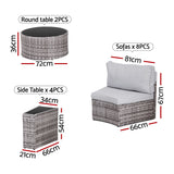 Gardeon 8 Seater Outdoor Sofa Set 14PCS Table Chair Set Rattan Patio Furniture