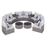 Gardeon 8 Seater Outdoor Sofa Set 14PCS Table Chair Set Rattan Patio Furniture - Side View