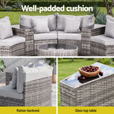 Gardeon 8 Seater Outdoor Sofa Set 14PCS Table Chair Set Rattan Patio Furniture - Rear View