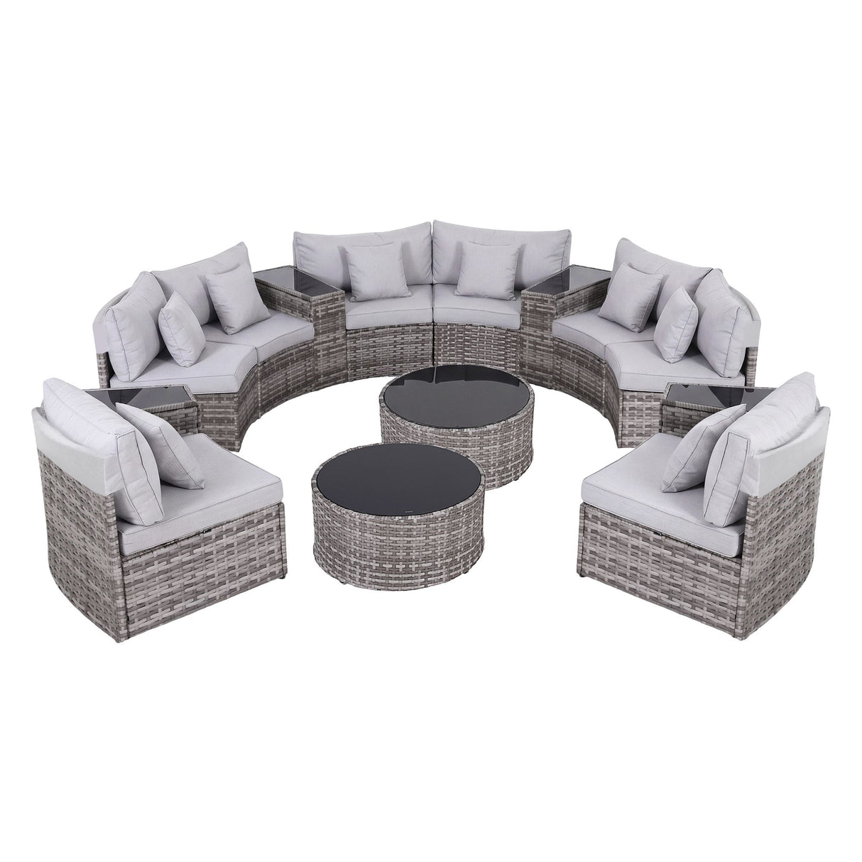 Gardeon 8 Seater Outdoor Sofa Set 14PCS Table Chair Set Rattan Patio Furniture