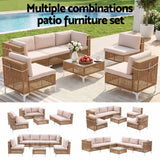 Gardeon 6 Seater Outdoor Sofa Set 7PCS Table Chair Set Garden Rattan Patio Furniture - Top-Down View