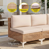 Gardeon 6 Seater Outdoor Sofa Set 7PCS Table Chair Set Garden Rattan Patio Furniture - 45-Degree Angle
