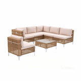 Gardeon 6 Seater Outdoor Sofa Set 7PCS Table Chair Set Garden Rattan Patio Furniture - Close-Up Angle